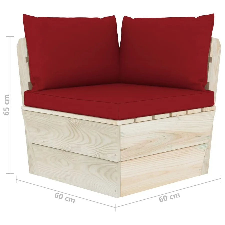 Canapé d'angle palette de jardin avec coussins Épicéa imprégné - 7