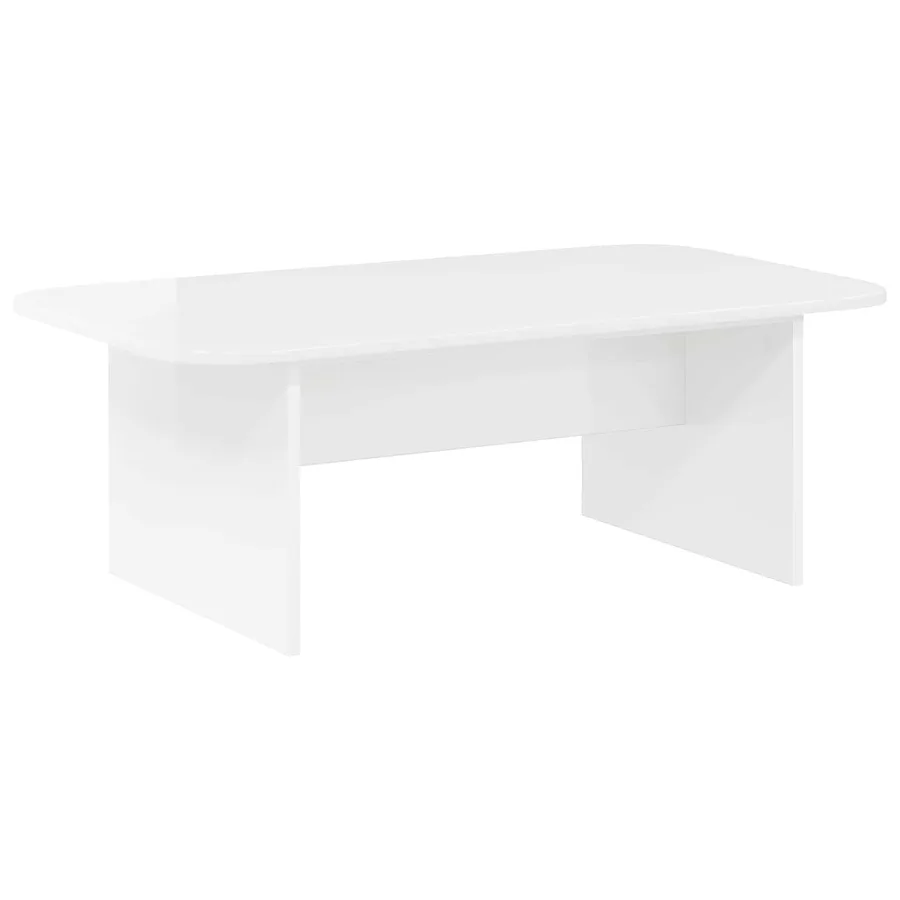 Table basse Blanc brillant 93 x 53 x 33 cm Bois d'ingénierie - 2