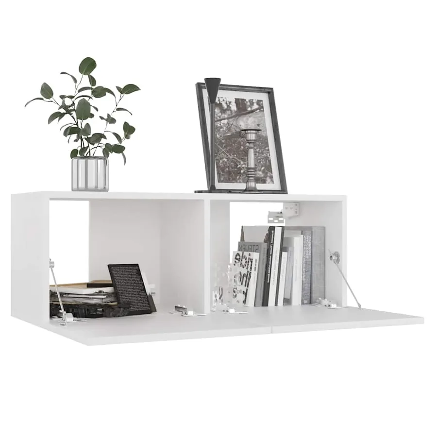 Meuble TV Blanc 80x30x30 cm Bois d'ingénierie - 3