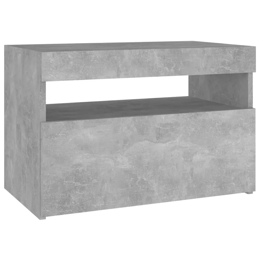 Tables de chevet avec lumières LED 2 pcs gris béton 60x35x40 cm - 8