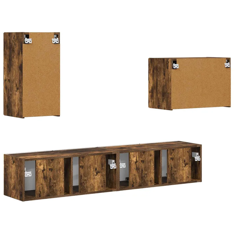 Ensemble de meuble TV mural 4 pcs Chêne fumé Bois d'ingénierie - 9