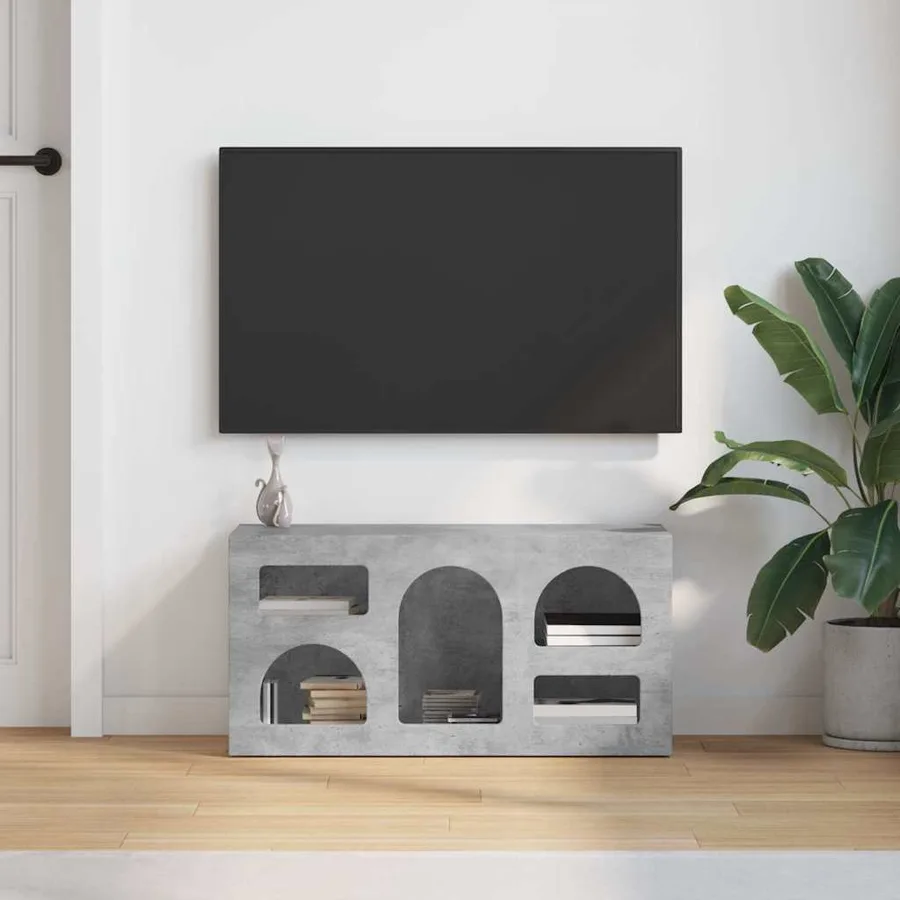 Meuble TV ELST 80 x 35 x 40 cm Gris béton Bois d'ingénierie - 4