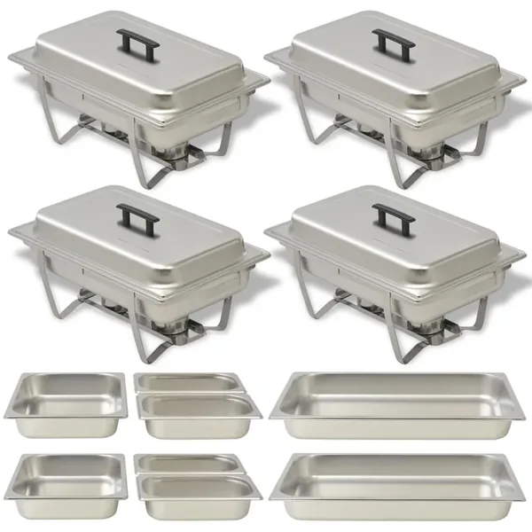 Ensemble de chauffe-plats 4 pcs Acier inoxydable