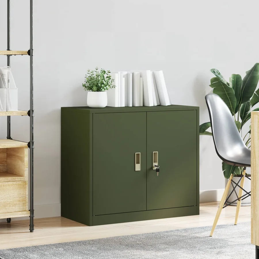 Armoire de rangement Vert olive 80 x 40 x 70 cm Acier - 4