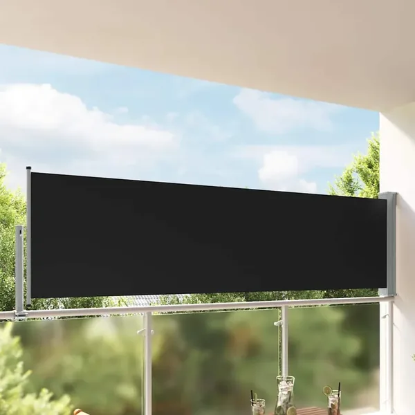 Auvent latéral rétractable de patio 100 x 300 cm Noir