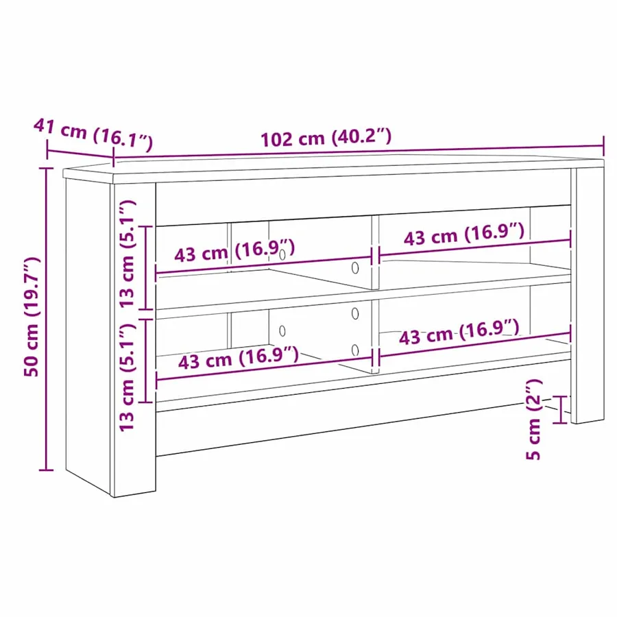 MeubleTVd'Angle Chêne Sonoma 102 x 40,5 x 45 cm - 10