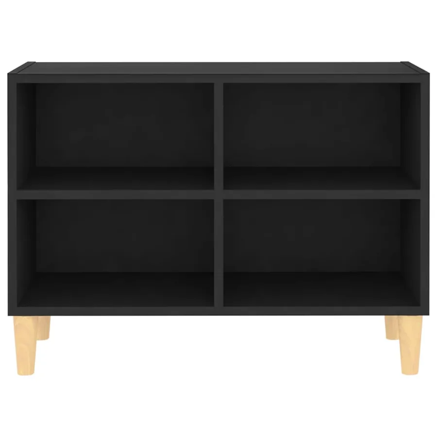 Meuble TV avec pieds en bois massif Noir 69,5x30x50 cm - 3