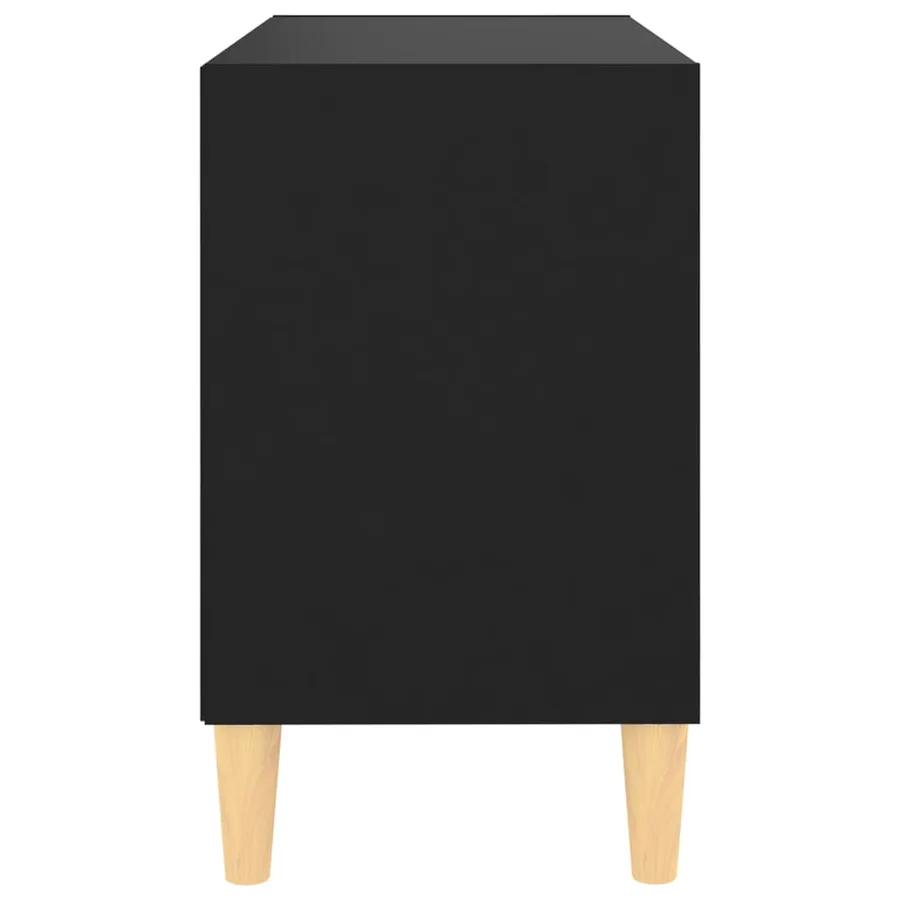 Meuble TV avec pieds en bois massif Noir 69,5x30x50 cm - 4