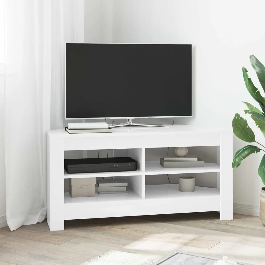 MeubleTVd'Angle Blanc 102 x 40,5 x 45 cm Bois d'ingénierie