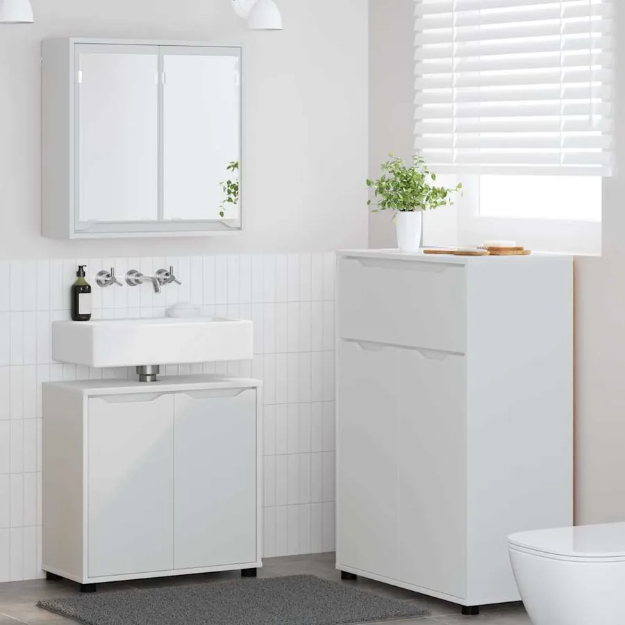 Ensemble de mobilier de salle de bain avec tiroir 3 pcs Blanc