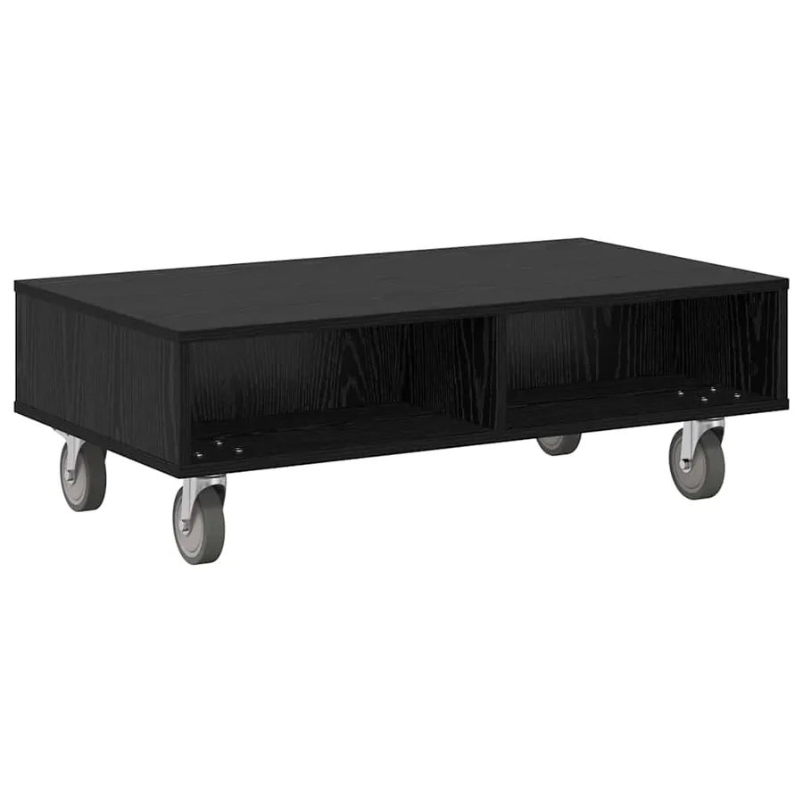 Table d'appoint avec roues Chêne noir 90 x 50 x 30 cm - 7