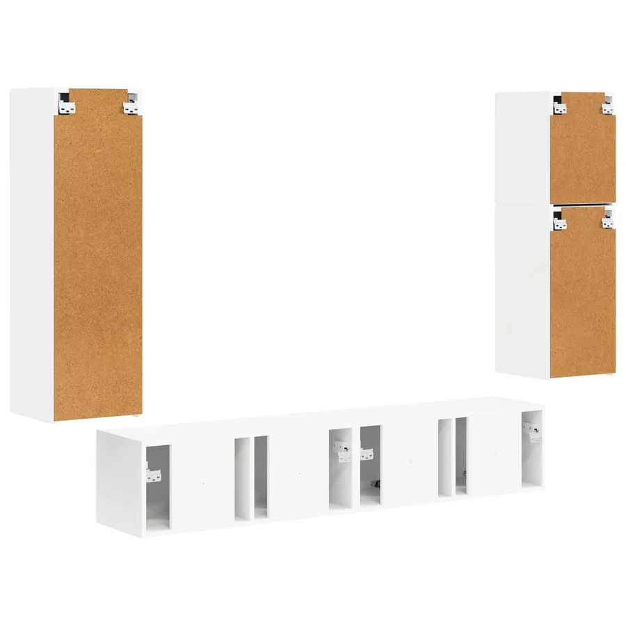 Ensemble meuble TV Montage mural 4 pcs Blanc Bois d'ingénierie - 10