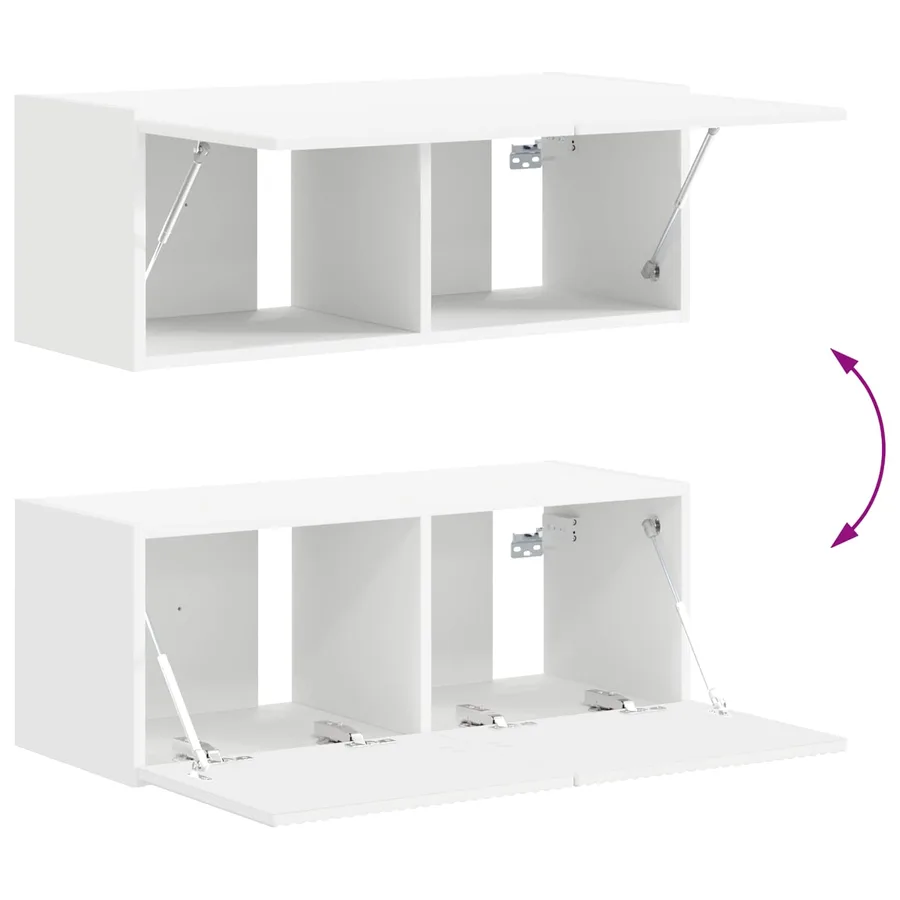 Ensemble meuble TV Montage mural 4 pcs Blanc Bois d'ingénierie - 12