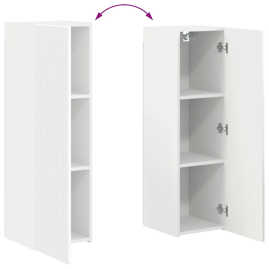 Ensemble meuble TV Montage mural 4 pcs Blanc Bois d'ingénierie - 13