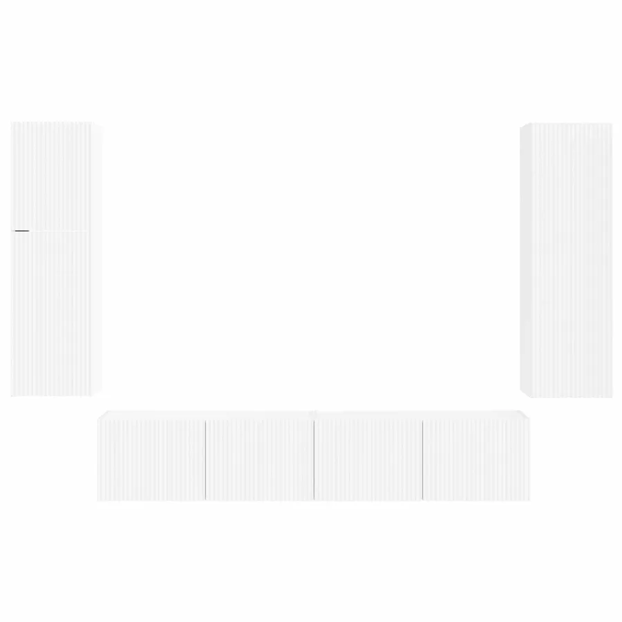 Ensemble meuble TV Montage mural 4 pcs Blanc Bois d'ingénierie - 9