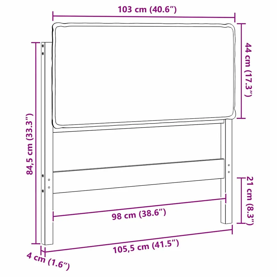 Tête de lit capitonnée Blanc et gris clair 100 cm Pin massif - 13