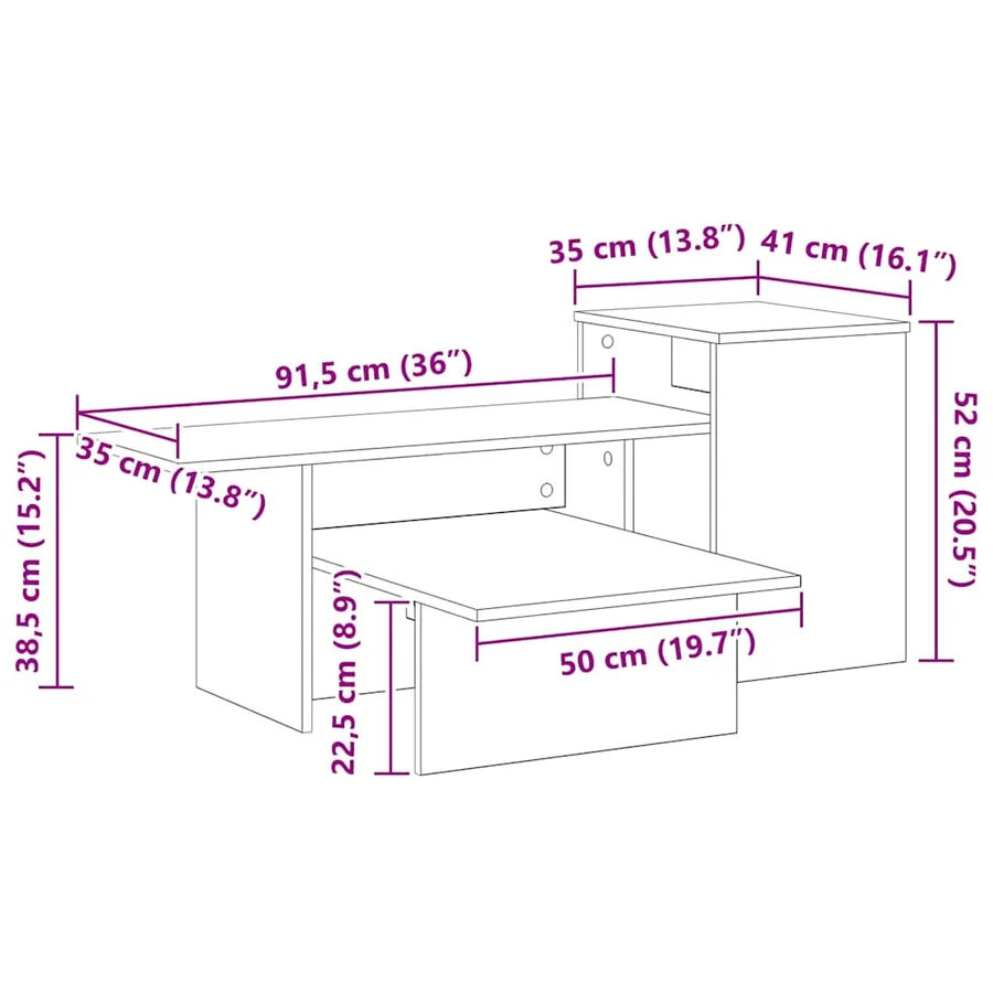 Table console Chêne artisanal 91,5 x 35 x 38,5 cm - 12