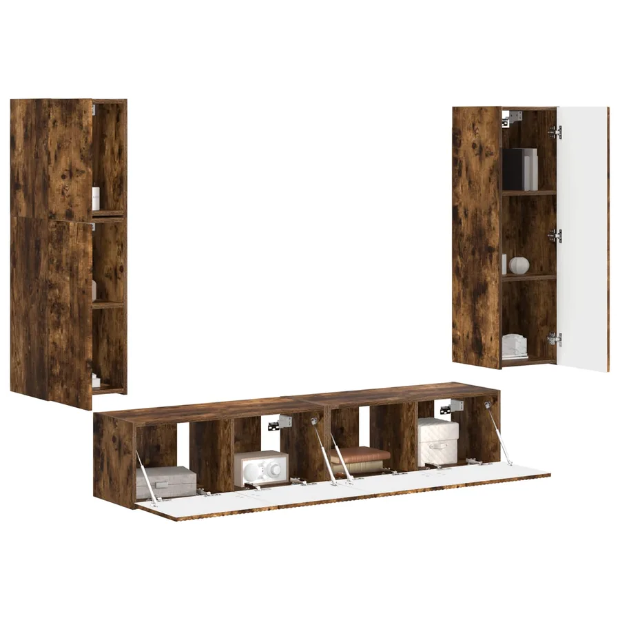 Ensemble meuble TV 4 pcs Chêne fumé Bois d'ingénierie - 3