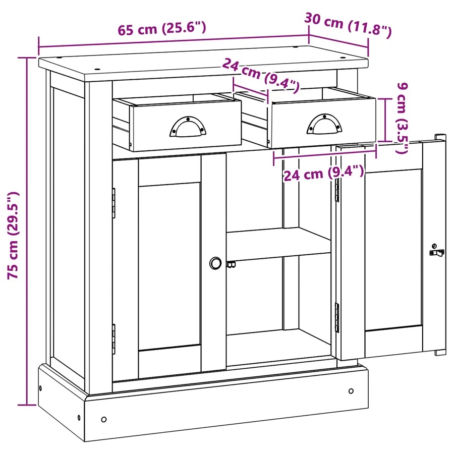 Armoire de rangement avec tiroir Naturel 65 x 30 x 75 cm - 10