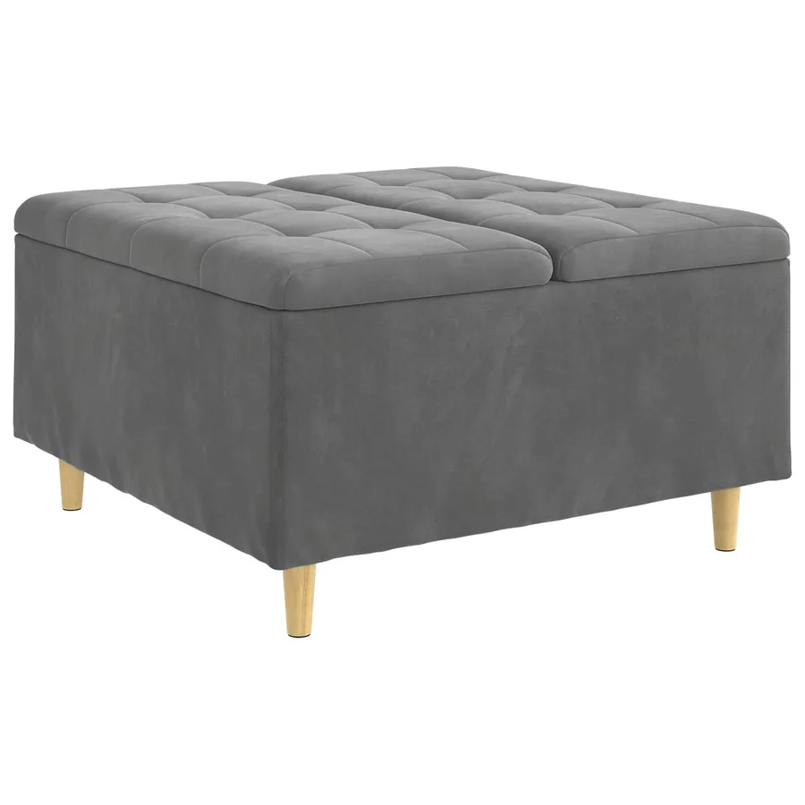 Pouf de rangement Gris foncé 80 x 80 x 45 cm Velours - 2
