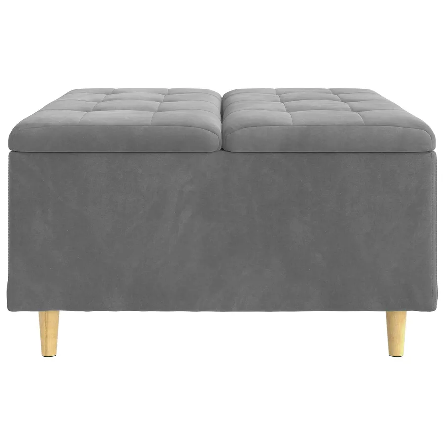Pouf de rangement Gris foncé 80 x 80 x 45 cm Velours - 5