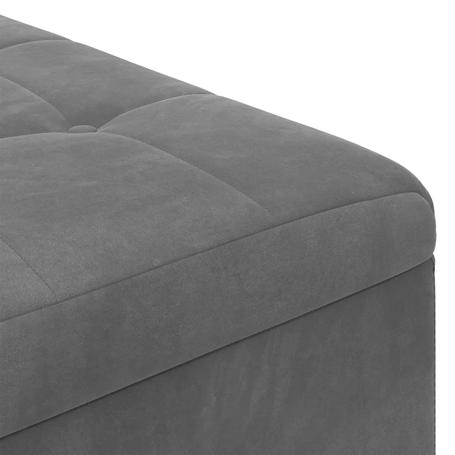Pouf de rangement Gris foncé 80 x 80 x 45 cm Velours - 7