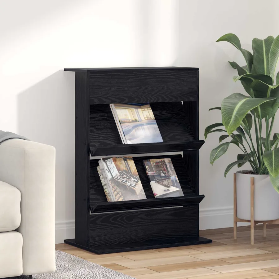 Étagère à magazines avec étagère Chêne noir 70 x 41 x 96 cm