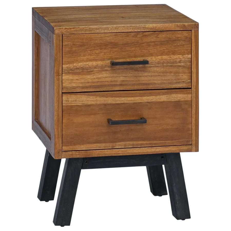 Table de chevet Naturel 40 x 35 x 55 cm Bois de teck massif - 2