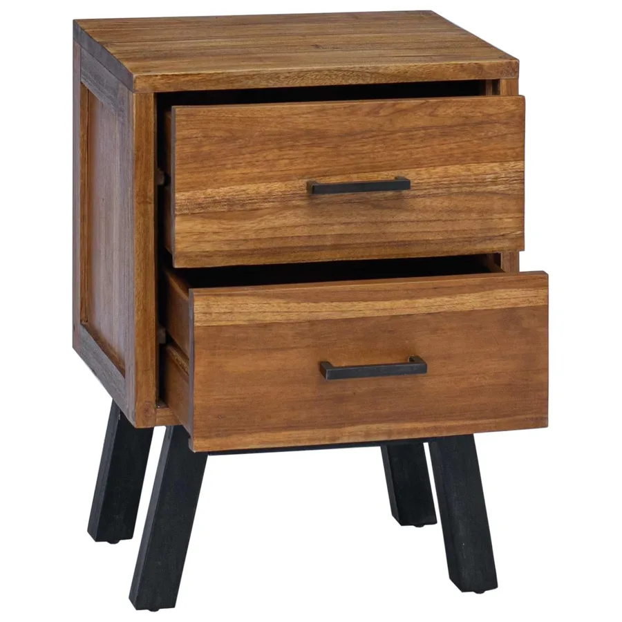 Table de chevet Naturel 40 x 35 x 55 cm Bois de teck massif - 5
