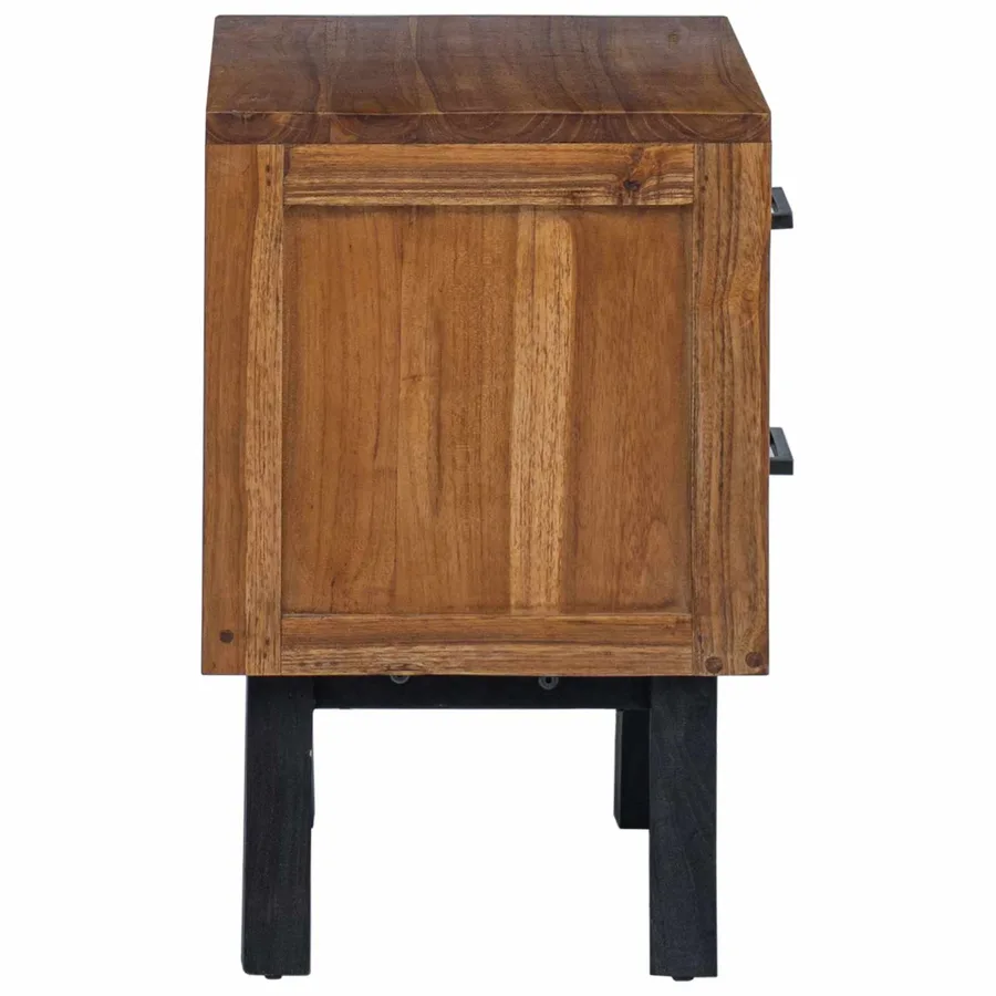 Table de chevet Naturel 40 x 35 x 55 cm Bois de teck massif - 7