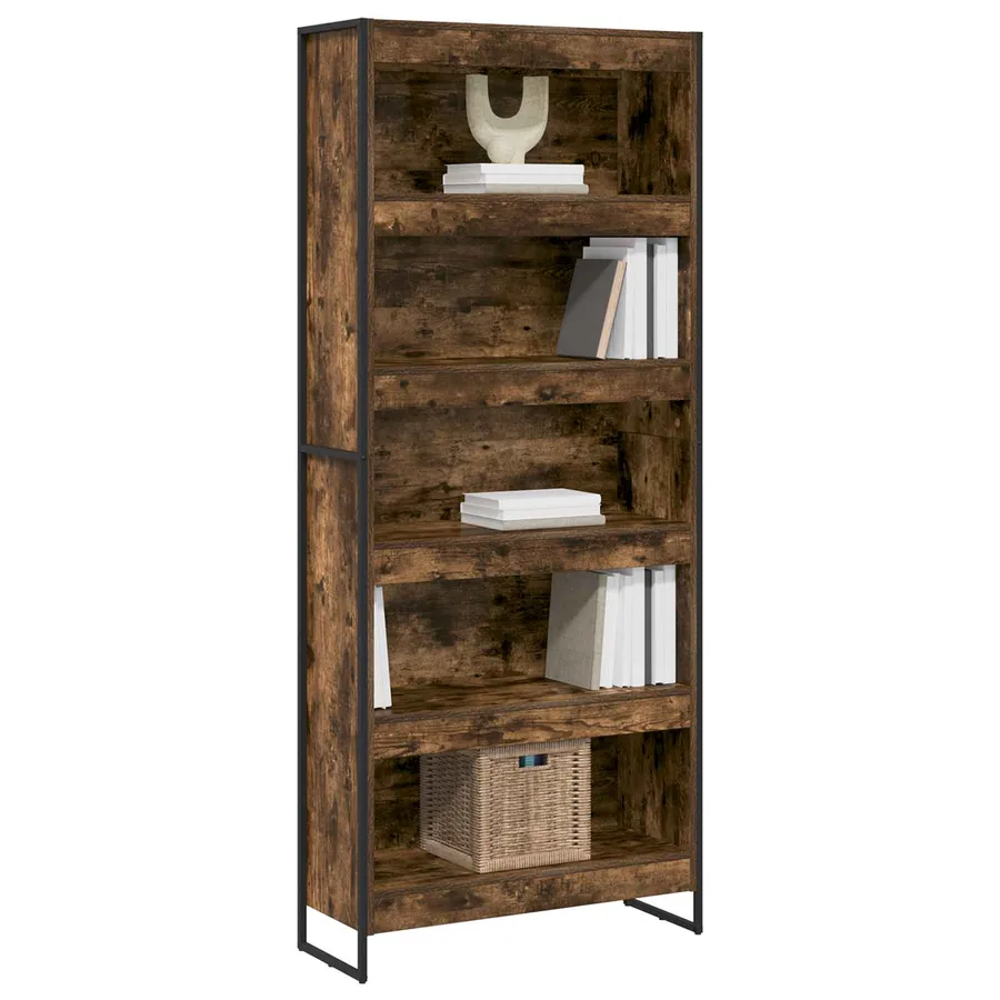 Bibliothèque 80 x 30 x 189,5 cm Bois d'ingénierie Chêne Fumé - 3