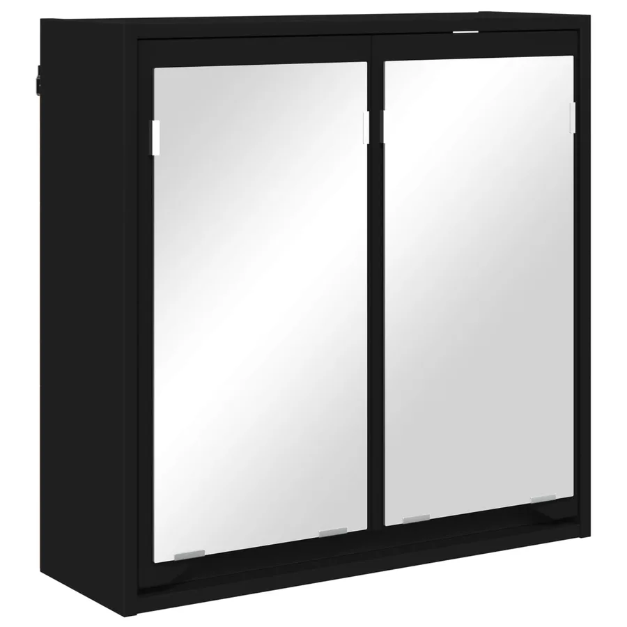 Armoire Miroir de Salle de Bain avec porte Noir 60 x 20 x 60 cm - 2
