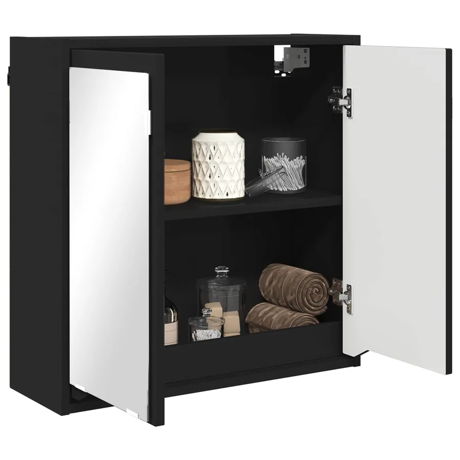 Armoire Miroir de Salle de Bain avec porte Noir 60 x 20 x 60 cm - 3