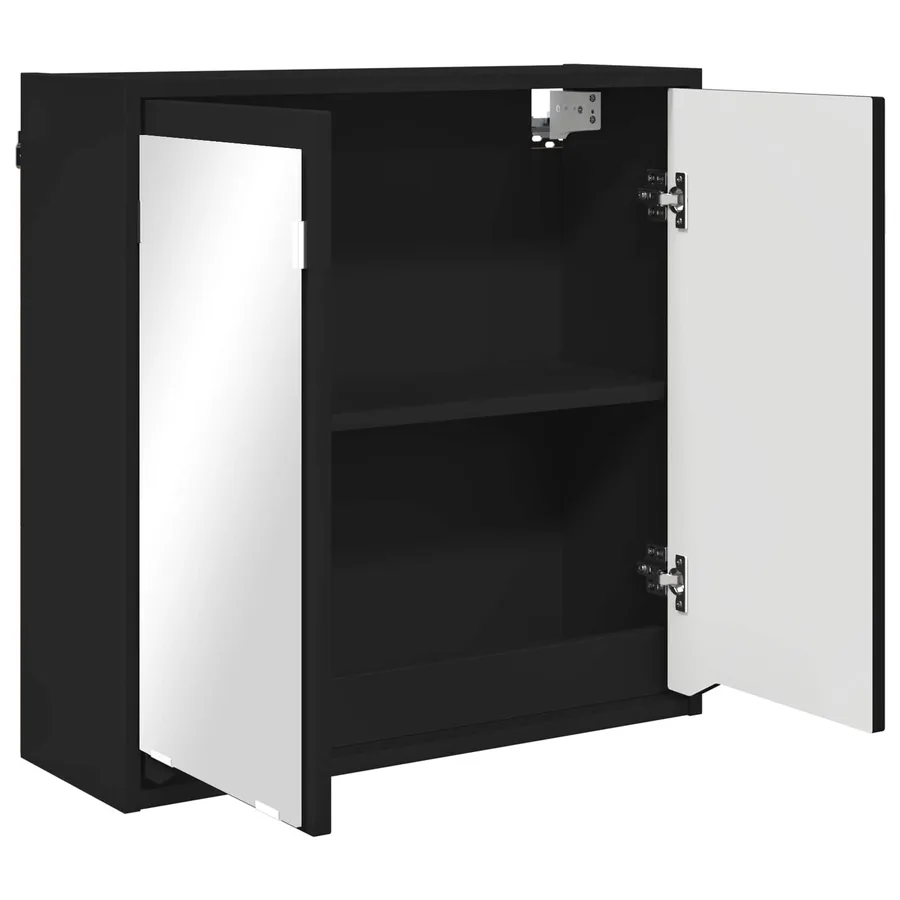 Armoire Miroir de Salle de Bain avec porte Noir 60 x 20 x 60 cm - 5