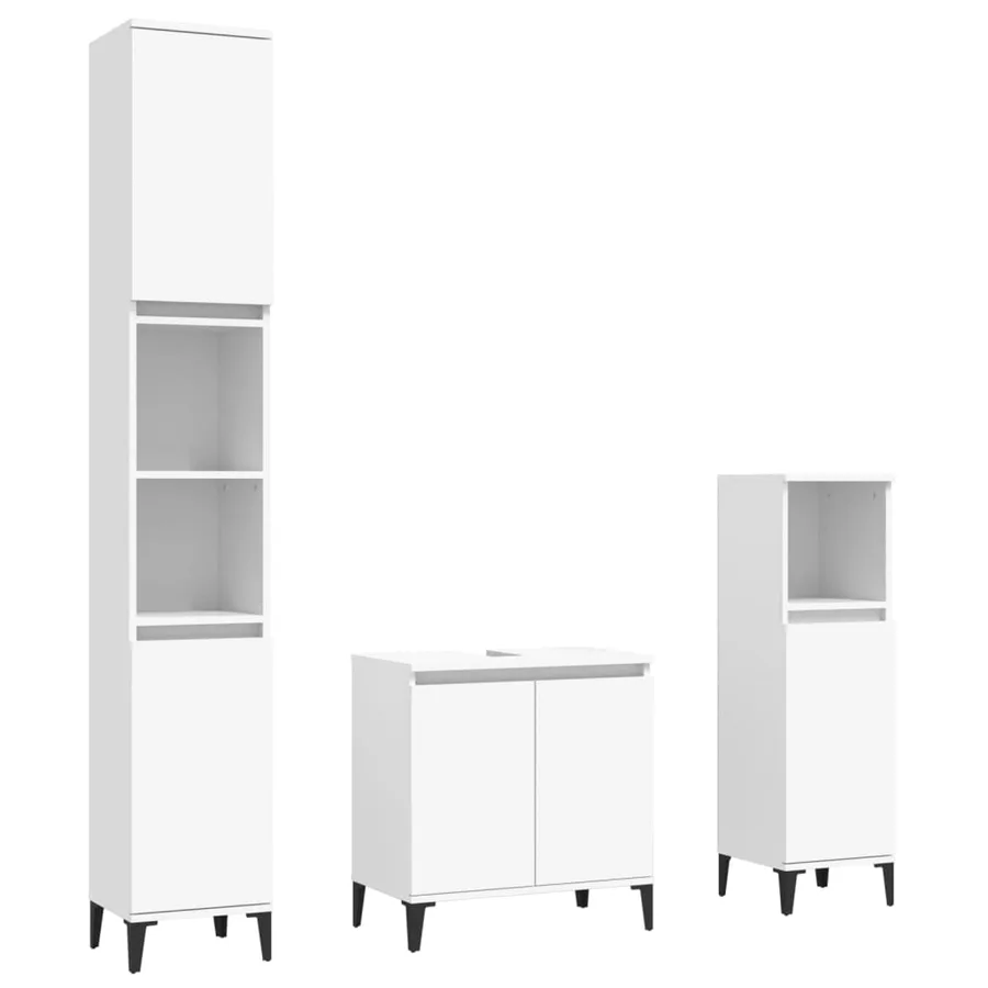 Ensemble de meubles salle de bain 3 pcs blanc bois d'ingénierie - 2