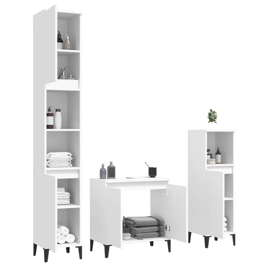 Ensemble de meubles salle de bain 3 pcs blanc bois d'ingénierie - 4