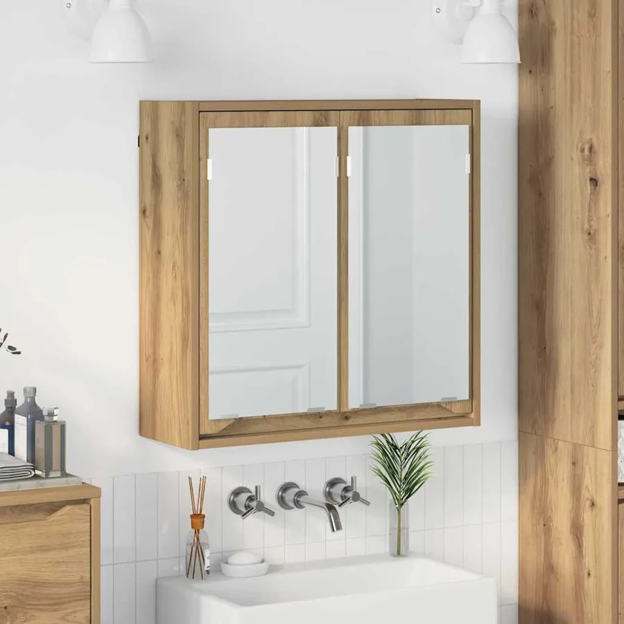 Armoire Miroir de Salle de Bain Chêne artisanal 60 x 20 x 60 cm