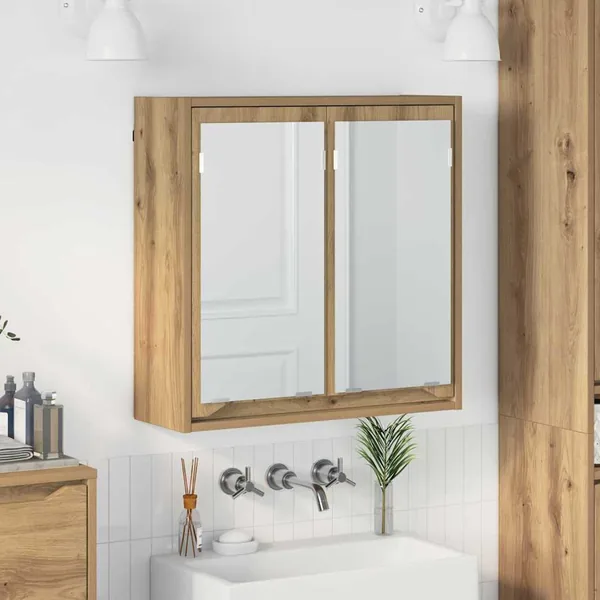 Armoire Miroir de Salle de Bain Chêne artisanal 60 x 20 x 60 cm