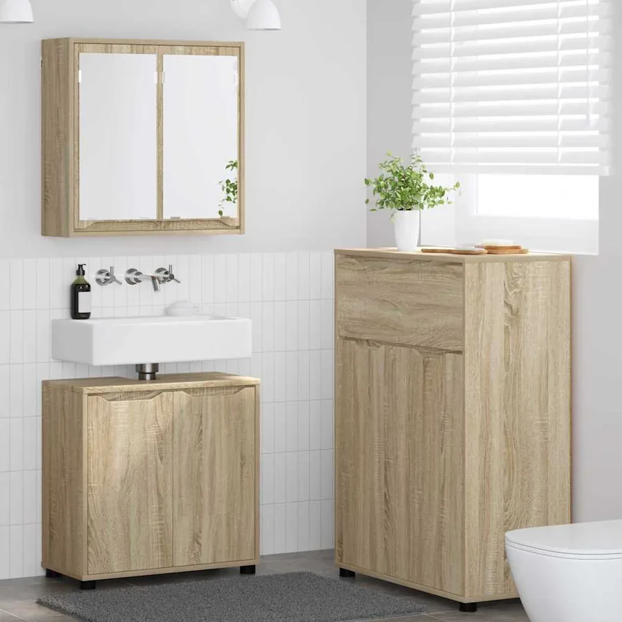 Ensemble de mobilier de salle de bain 3 pcs Chêne Sonoma