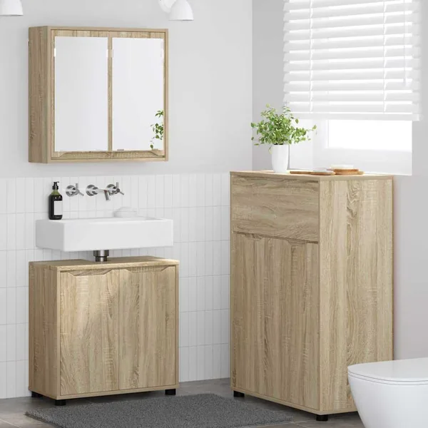 Ensemble de mobilier de salle de bain 3 pcs Chêne Sonoma