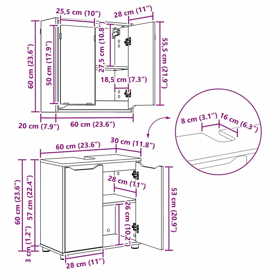 Ensemble de mobilier de salle de bain 3 pcs Chêne Sonoma - 14