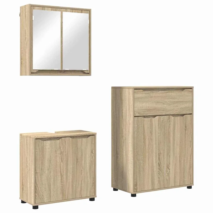 Ensemble de mobilier de salle de bain 3 pcs Chêne Sonoma - 2
