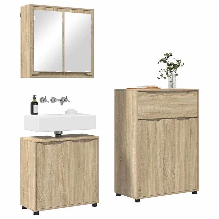 Ensemble de mobilier de salle de bain 3 pcs Chêne Sonoma - 3