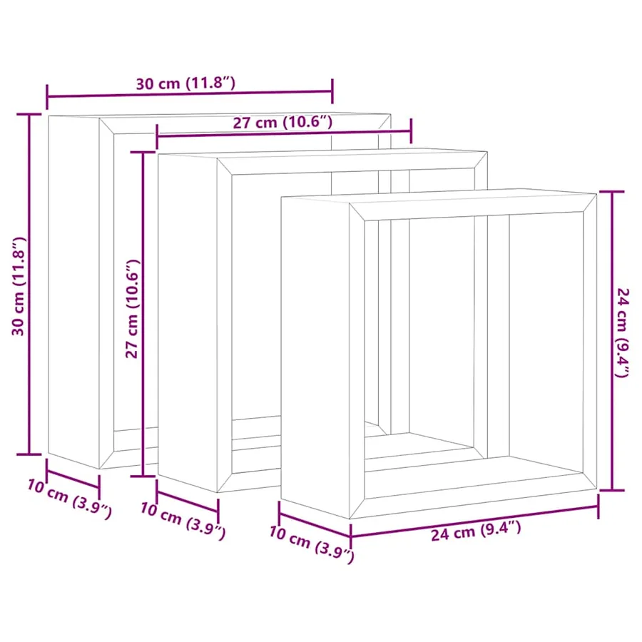 Étagères murales sous forme de cube 3 pcs Blanc MDF - 10