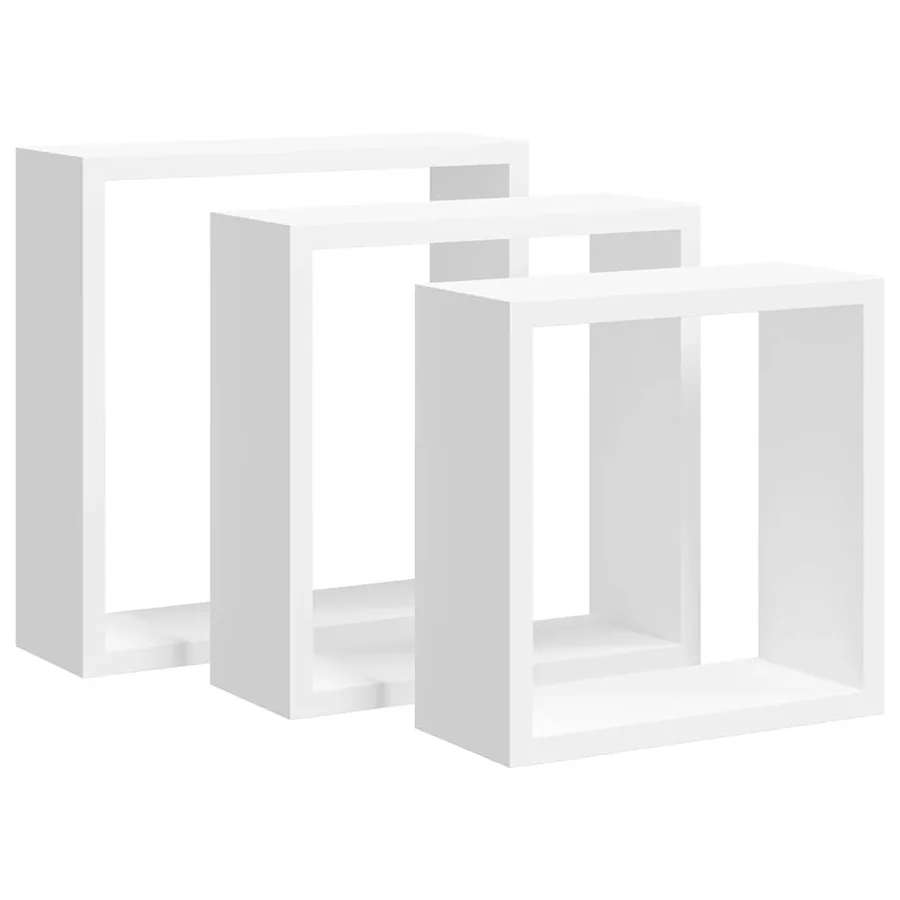Étagères murales sous forme de cube 3 pcs Blanc MDF - 2