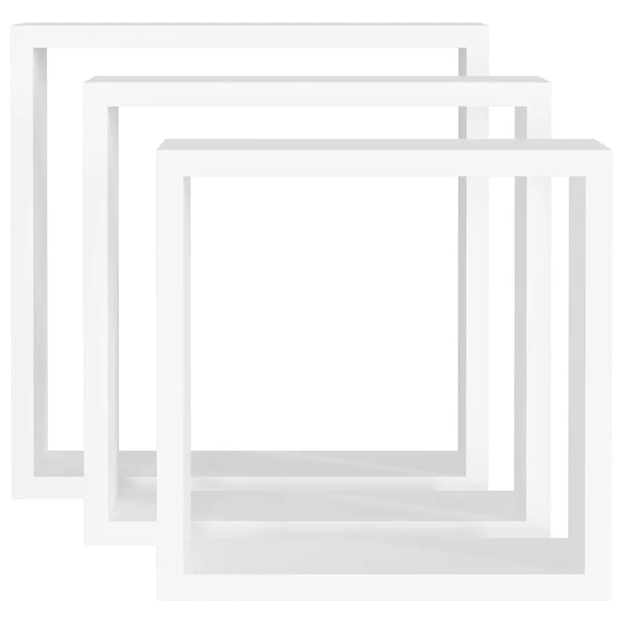 Étagères murales sous forme de cube 3 pcs Blanc MDF - 5