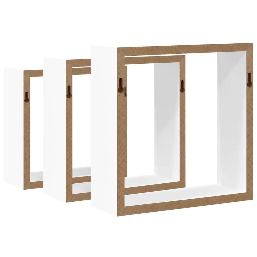 Étagères murales sous forme de cube 3 pcs Blanc MDF - 7