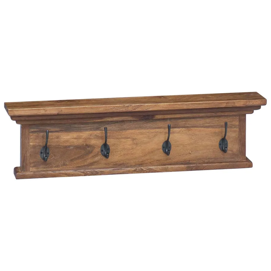 Porte-manteau mural Naturel 70 x 10 x 20 cm Bois de teck massif - 2