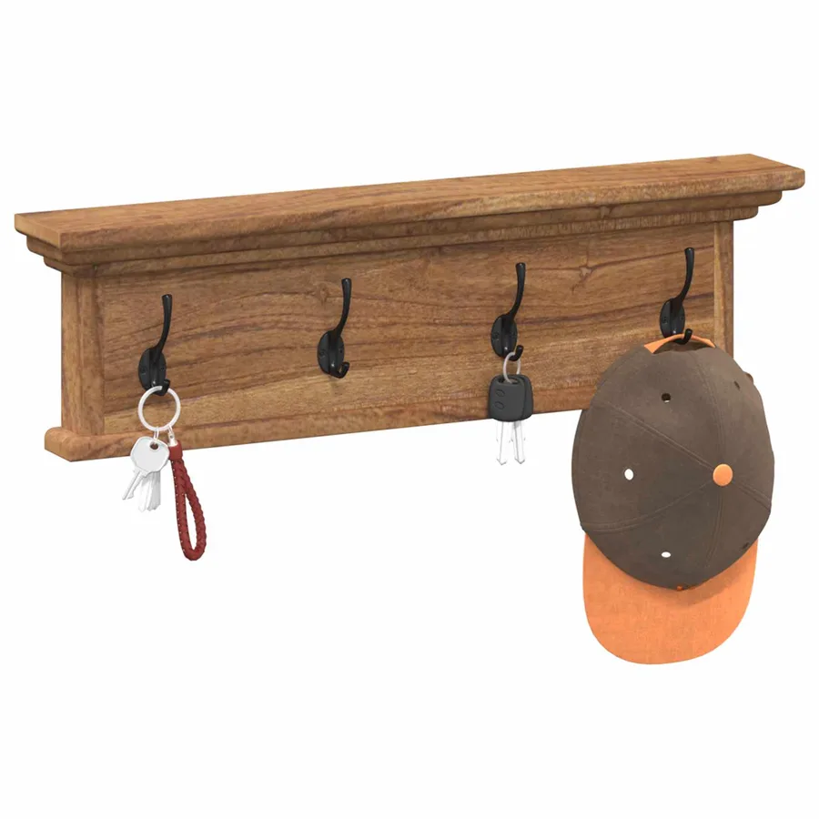 Porte-manteau mural Naturel 70 x 10 x 20 cm Bois de teck massif - 3