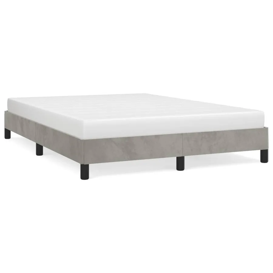Cadre de lit sans matelas gris clair 140x200 cm velours - 2